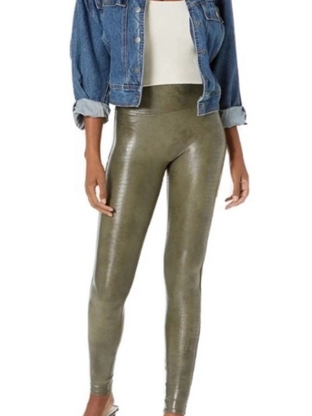 NWOT Spanx High-Waist Olive Faux Leather Leggings